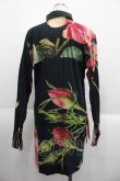 画像2: ANGLOMANIA 中古 / ローズプリントシャツワンピース 38 ネイビーＸピンク  I-25-05-21-036-bl-HD-ZI (2)