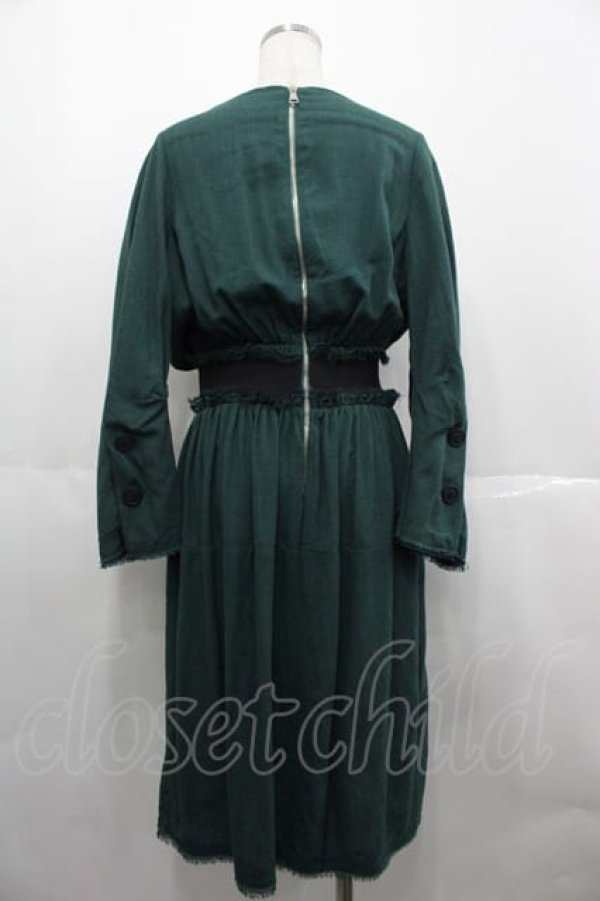 画像2: ANGLOMANIA 中古 / 後ロZIP長袖ワンピース 40 緑  I-25-06-25-022-op-HD-ZI (2)