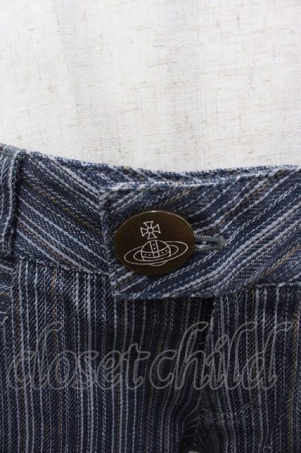 画像4: ヴィヴィアンウエストウッド 中古 / ストライプパンツ 3 青  I-25-06-25-037-pa-HD-ZI (4)