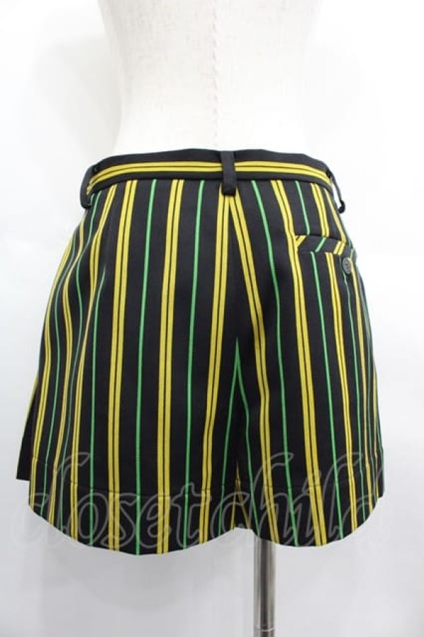 画像2: ヴィヴィアンウエストウッド 中古 / ストライプパンツ 38 黒Ｘ黄色Ｘ緑  I-25-06-25-040-pa-HD-ZI (2)