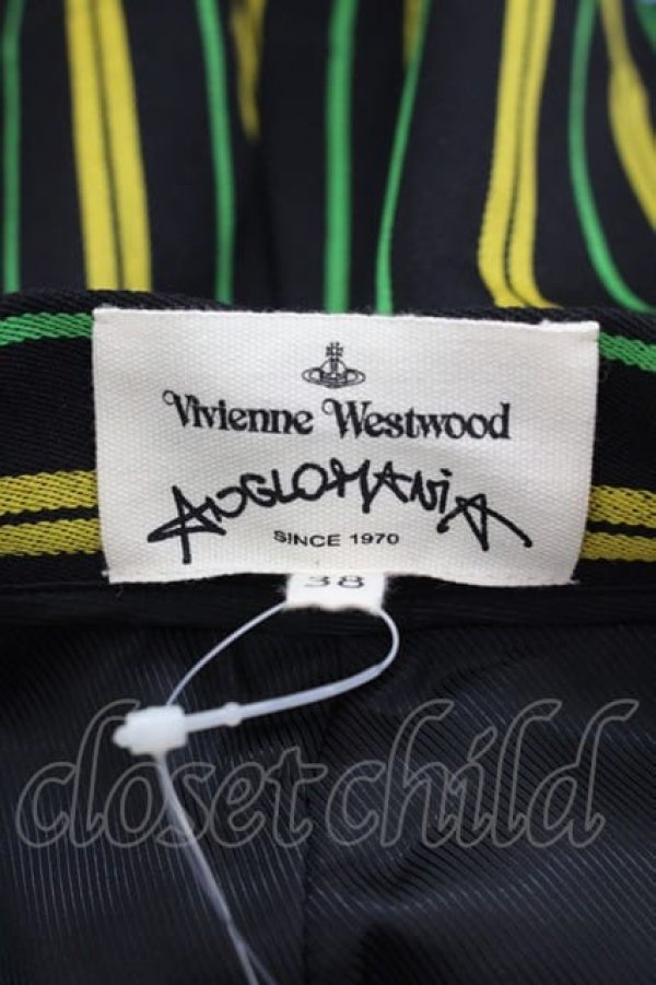 画像3: ヴィヴィアンウエストウッド 中古 / ストライプパンツ 38 黒Ｘ黄色Ｘ緑  I-25-06-25-040-pa-HD-ZI (3)