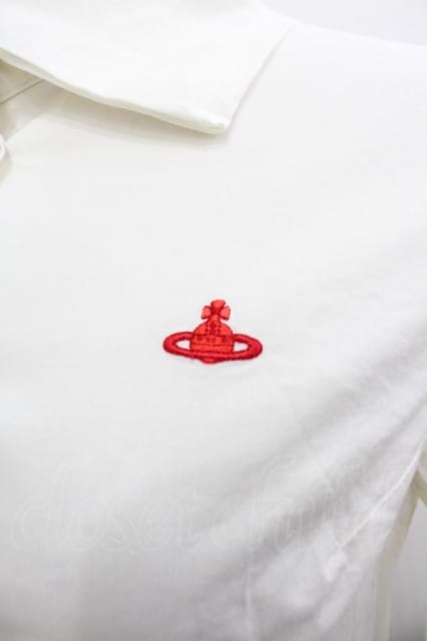 画像3: ヴィヴィアンウエストウッド 中古 / ロゴブラウスハイネックブラウス 2 赤Ｘ白  I-25-06-25-007-bl-HD-ZI (3)