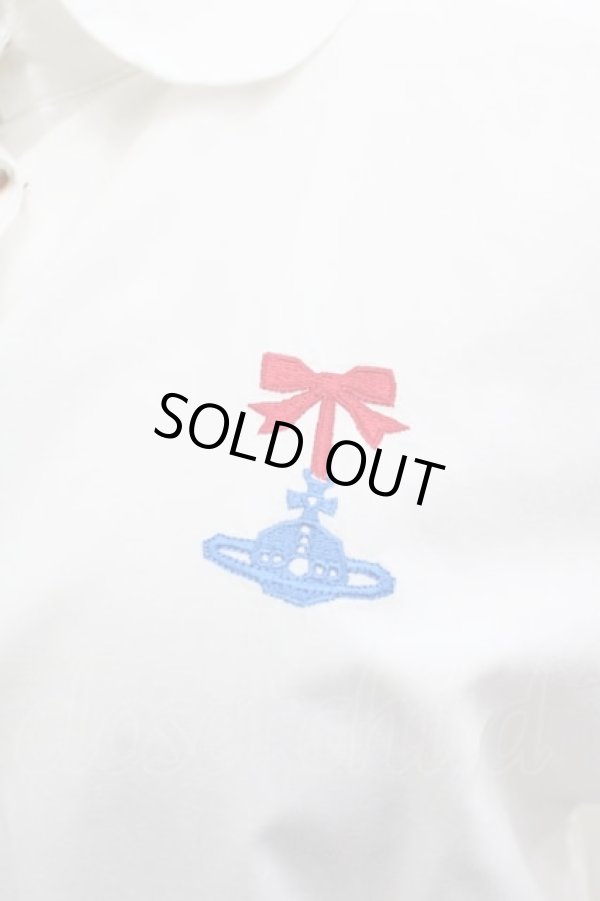 画像3: ヴィヴィアンウエストウッド 中古 / リボンオーブ刺繍ブラウス 2 白  I-25-06-25-012-bl-HD-ZI (3)