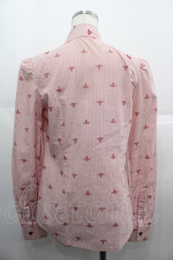 画像2: ヴィヴィアンウエストウッド 中古 / 単色オーブ刺繍ブラウス  白Ｘ赤  I-25-06-25-013-bl-HD-ZI (2)