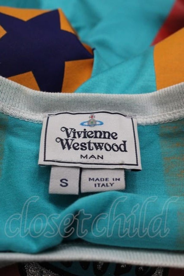 画像4: ヴィヴィアンウエストウッド MAN 中古 / ラメドクロプリントTシャツ S イエローＸ青  I-25-07-16-021-to-HD-ZI (4)