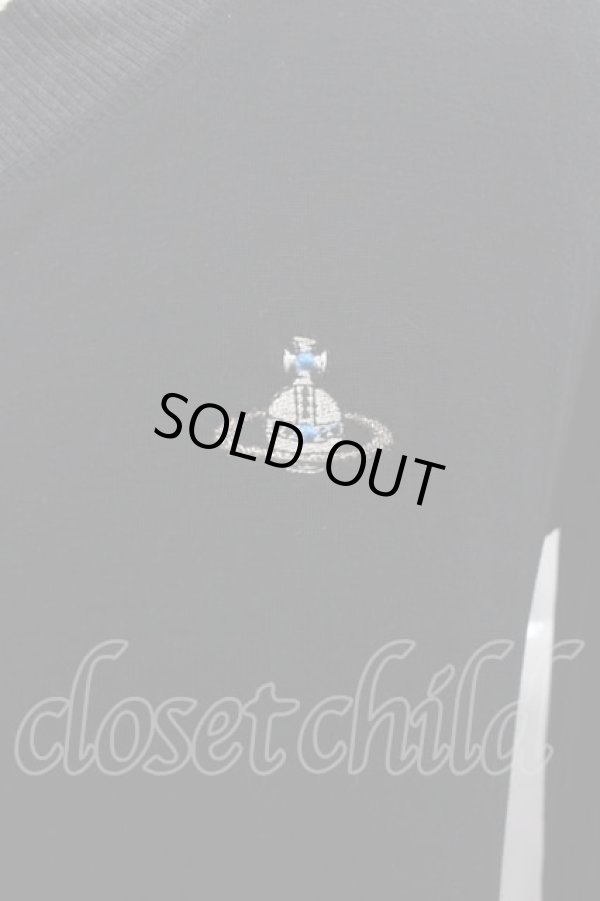 画像3: ヴィヴィアンウエストウッド MAN 中古 / 単色オーブ刺繍ニットカーディガン 44 黒Ｘグレー  I-25-07-16-004-to-HD-ZI (3)