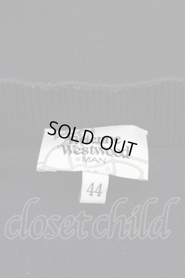 画像5: ヴィヴィアンウエストウッド MAN 中古 / 単色オーブ刺繍ニットカーディガン 44 黒Ｘグレー  I-25-07-16-004-to-HD-ZI (5)