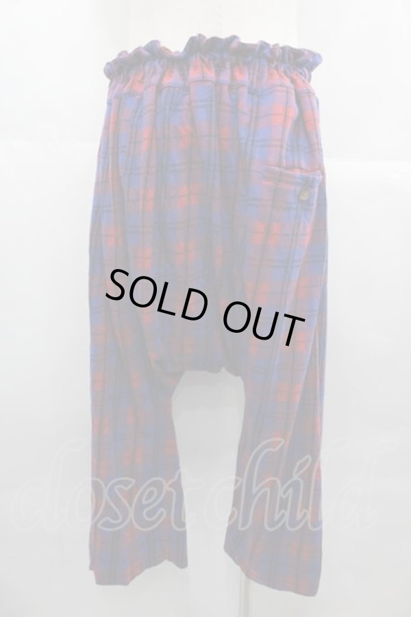 画像2: ヴィヴィアンウエストウッド MAN 中古 / チェックサルエルパンツ F 赤Ｘ青チェック  I-25-07-16-039-pa-HD-ZI (2)