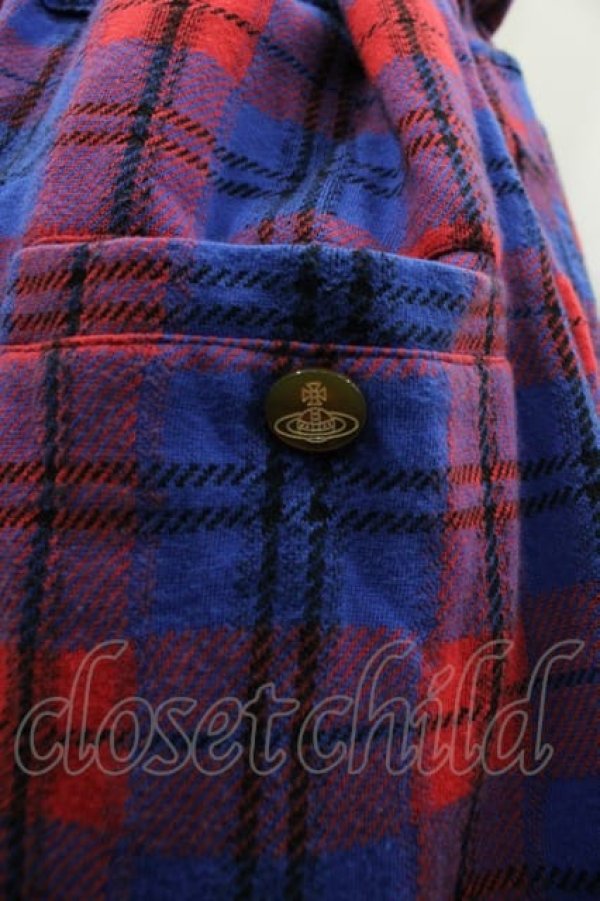 画像3: ヴィヴィアンウエストウッド MAN 中古 / チェックサルエルパンツ F 赤Ｘ青チェック  I-25-07-16-039-pa-HD-ZI (3)