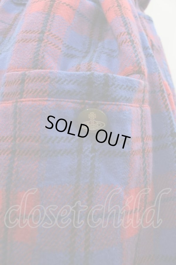 画像3: ヴィヴィアンウエストウッド MAN 中古 / チェックサルエルパンツ F 赤Ｘ青チェック  I-25-07-16-039-pa-HD-ZI (3)