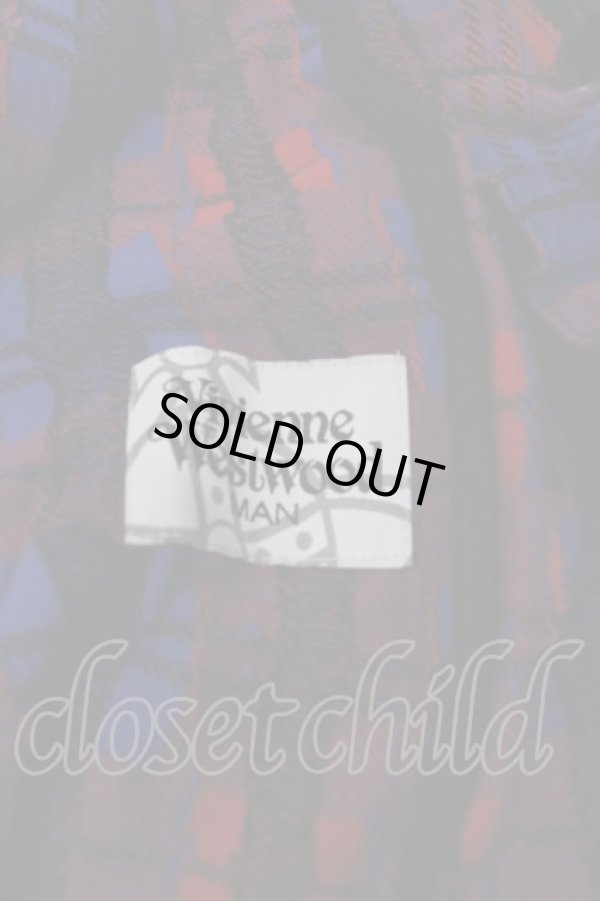 画像4: ヴィヴィアンウエストウッド MAN 中古 / チェックサルエルパンツ F 赤Ｘ青チェック  I-25-07-16-039-pa-HD-ZI (4)