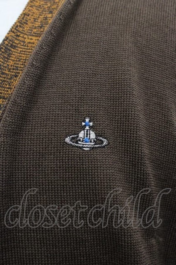 画像3: ヴィヴィアンウエストウッド MAN 中古 / オーブ刺繍縁デザインニットカーディガン 44 ブラウン  I-25-07-16-005-to-HD-ZI (3)