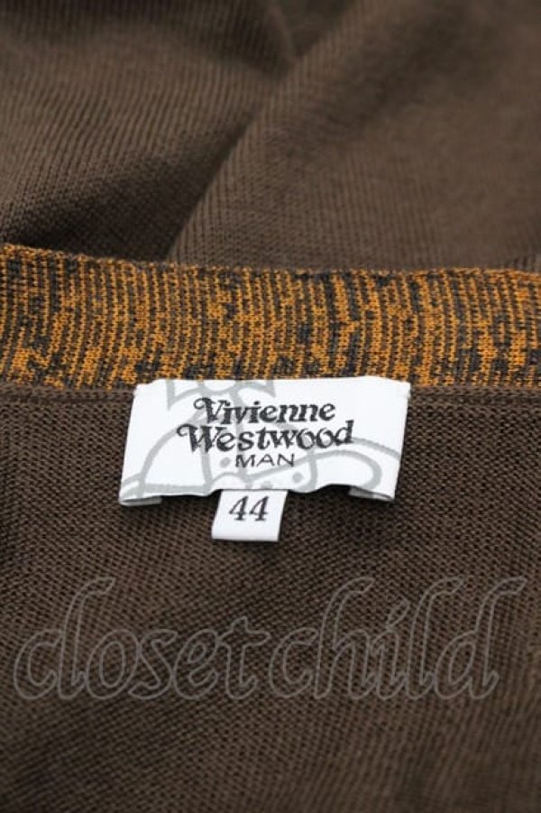 画像6: ヴィヴィアンウエストウッド MAN 中古 / オーブ刺繍縁デザインニットカーディガン 44 ブラウン  I-25-07-16-005-to-HD-ZI (6)