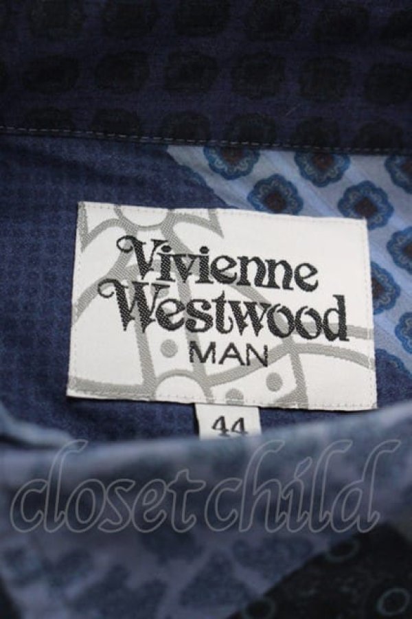 画像5: ヴィヴィアンウエストウッド MAN 中古 / パッチワーク風シャツ 44 青  I-25-07-16-006-bl-HD-ZI (5)