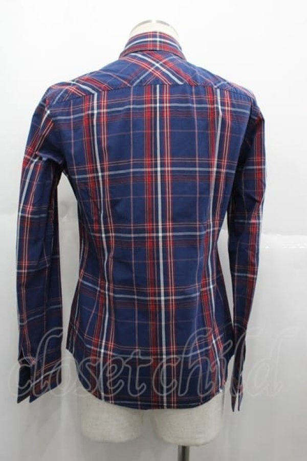 画像2: ヴィヴィアンウエストウッド MAN 中古 //オジークラークタータンシャツ 44 青Ｘ赤チェック  I-25-07-16-012-bl-HD-ZI (2)