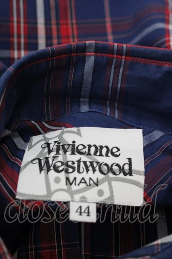 画像5: ヴィヴィアンウエストウッド MAN 中古 //オジークラークタータンシャツ 44 青Ｘ赤チェック  I-25-07-16-012-bl-HD-ZI (5)