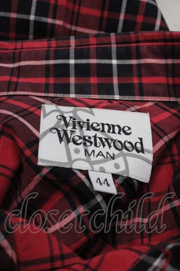 画像5: ヴィヴィアンウエストウッド MAN 中古 / タータンチェックシャツ 44 赤Ｘ黒  I-25-07-16-013-bl-HD-ZI (5)