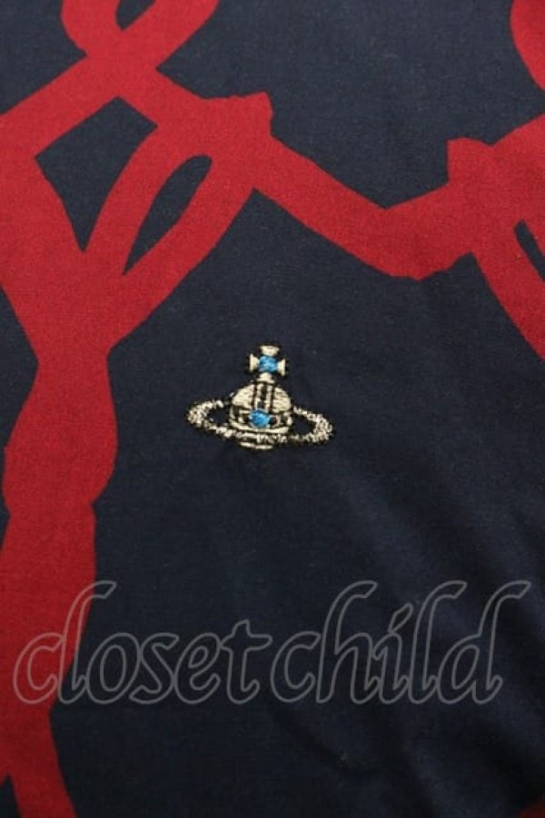 画像3: ヴィヴィアンウエストウッド MAN 中古 / チェーンオーブシャツ 44 紺Ｘ赤  I-25-07-16-002-bl-HD-ZI (3)