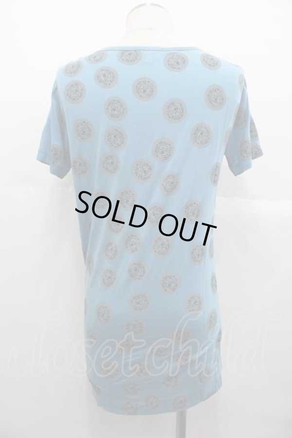 画像2: ヴィヴィアンウエストウッド MAN 中古 / ドルプリント半袖ロングカットソー 44 青Ｘグレー  I-25-07-16-017-to-HD-ZI (2)