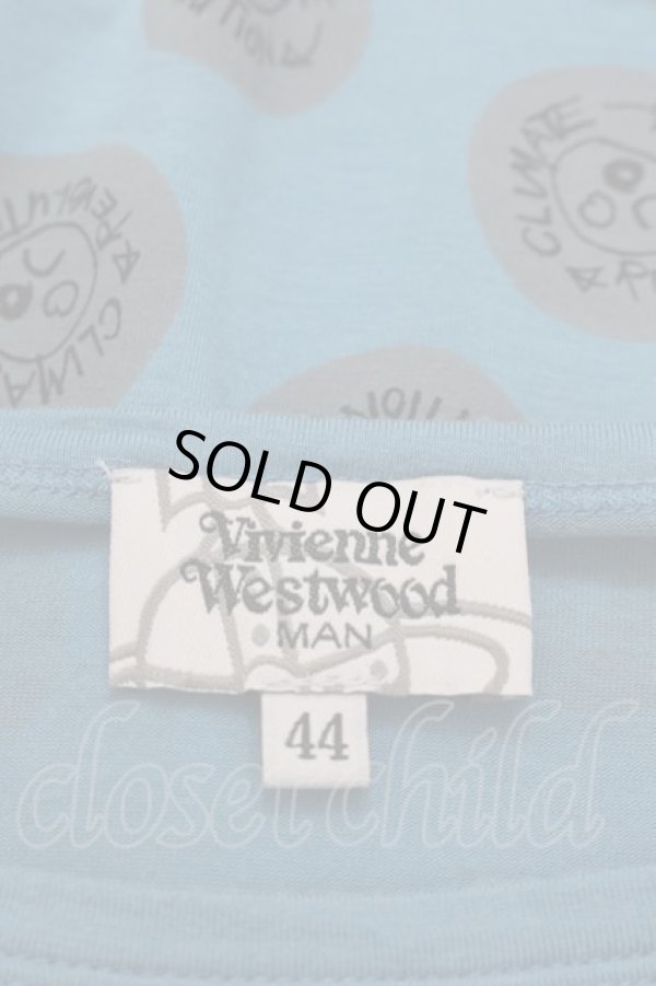 画像4: ヴィヴィアンウエストウッド MAN 中古 / ドルプリント半袖ロングカットソー 44 青Ｘグレー  I-25-07-16-017-to-HD-ZI (4)