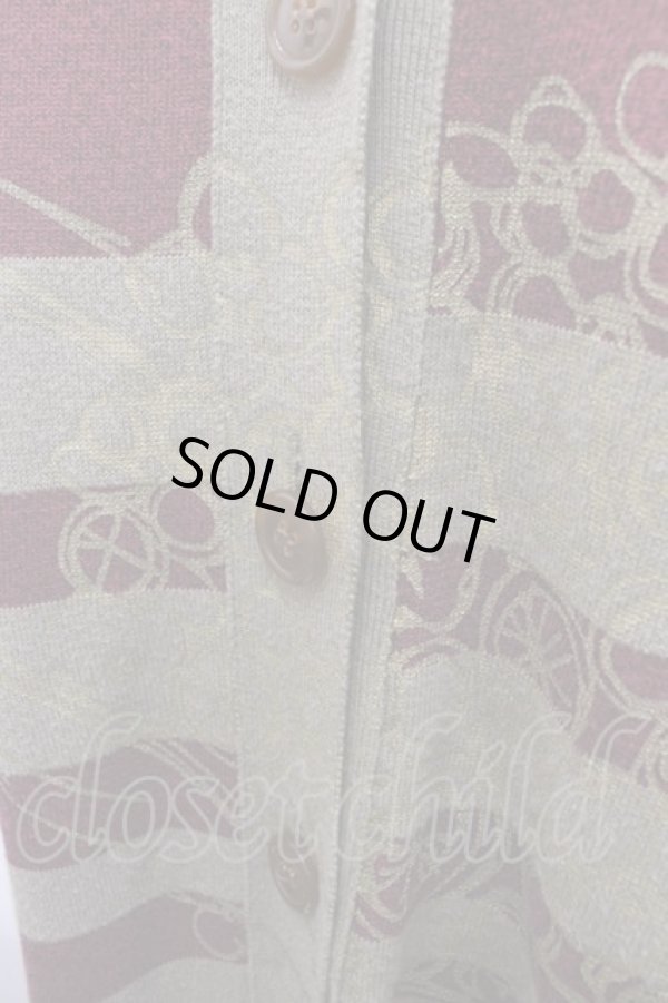 画像3: ヴィヴィアンウエストウッド 中古 / フルーツオーブボーダーフードカーディガン  ボルドーXブラウン  I-25-07-30-019-to-HD-ZI (3)