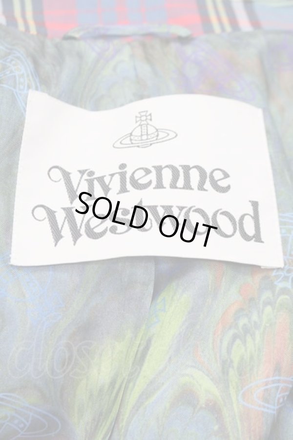 画像4: ヴィヴィアンウエストウッド 中古 / DRUNKEN TAILORED JACKET 40 青X赤チェック  I-25-07-30-021-jc-HD-ZI (4)