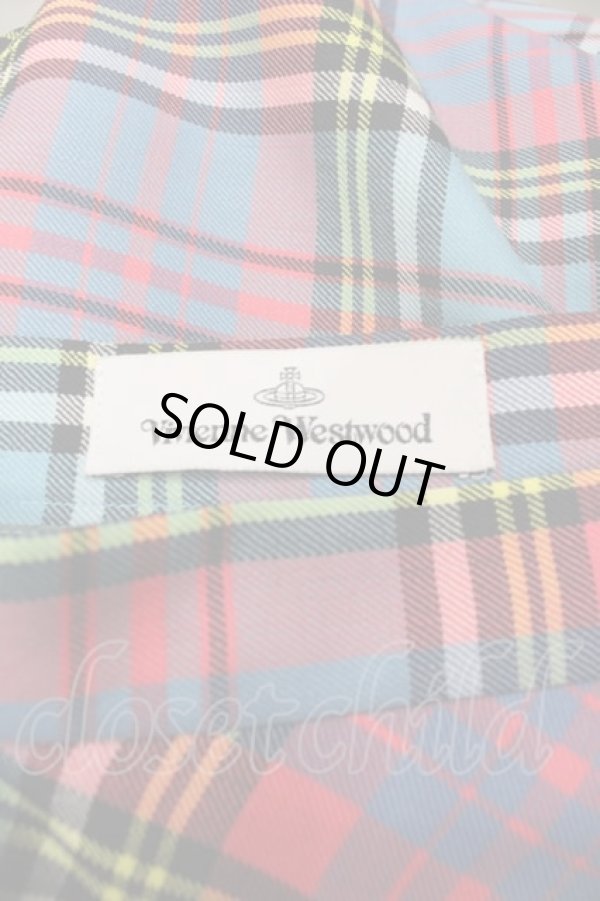 画像3: ヴィヴィアンウエストウッド 中古 / DRUNKEN DRAPE SKIRT 40 青X赤チェック  I-25-07-30-028-sk-HD-ZI (3)