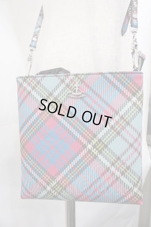 画像2: ヴィヴィアンウエストウッド 中古 / SQUIRE SQUARE CROSSBODY  サックスチェック  I-25-07-30-034-ba-HD-ZI (2)