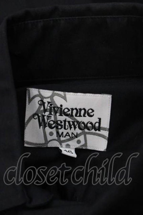 画像7: ヴィヴィアンウエストウッド MAN 中古 / “オジークラーク” ポプリンシャツ 46 黒  I-25-07-30-004-bl-HD-ZI (7)