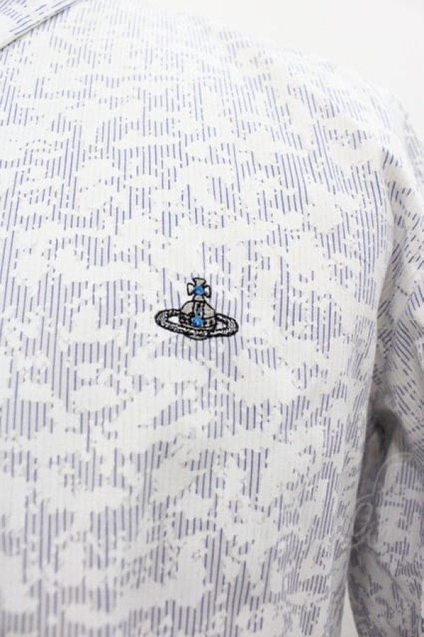 画像3: ヴィヴィアンウエストウッド MAN 中古 / PRINT ON STRIPE OSSIE CLARK SHIRTS 46 白X黒  I-25-07-30-005-bl-HD-ZI (3)