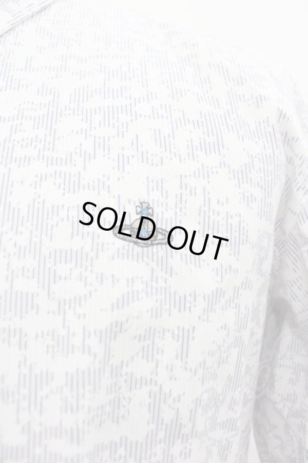 画像3: ヴィヴィアンウエストウッド MAN 中古 / PRINT ON STRIPE OSSIE CLARK SHIRTS 46 白Ｘ黒  I-25-07-30-005-bl-HD-ZI (3)