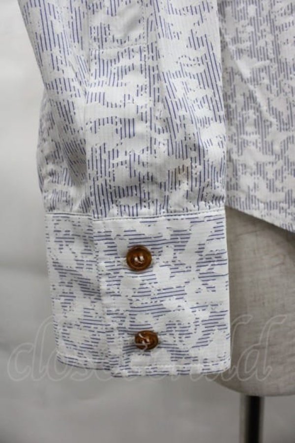 画像4: ヴィヴィアンウエストウッド MAN 中古 / PRINT ON STRIPE OSSIE CLARK SHIRTS 46 白X黒  I-25-07-30-005-bl-HD-ZI (4)