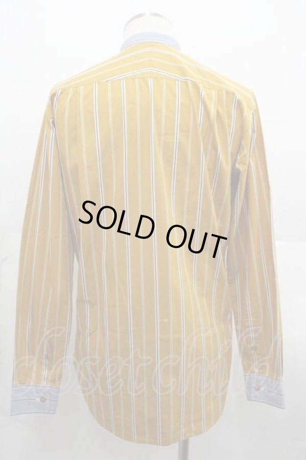 画像2: ヴィヴィアンウエストウッド MAN 中古 / ストライプコントラストヴェテランシャツ 44 イエローＸ青  I-25-07-30-006-bl-HD-ZI (2)