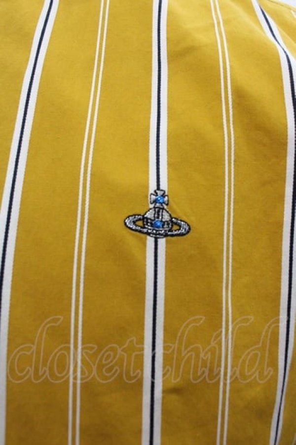 画像3: ヴィヴィアンウエストウッド MAN 中古 / ストライプコントラストヴェテランシャツ 44 イエローX青  I-25-07-30-006-bl-HD-ZI (3)