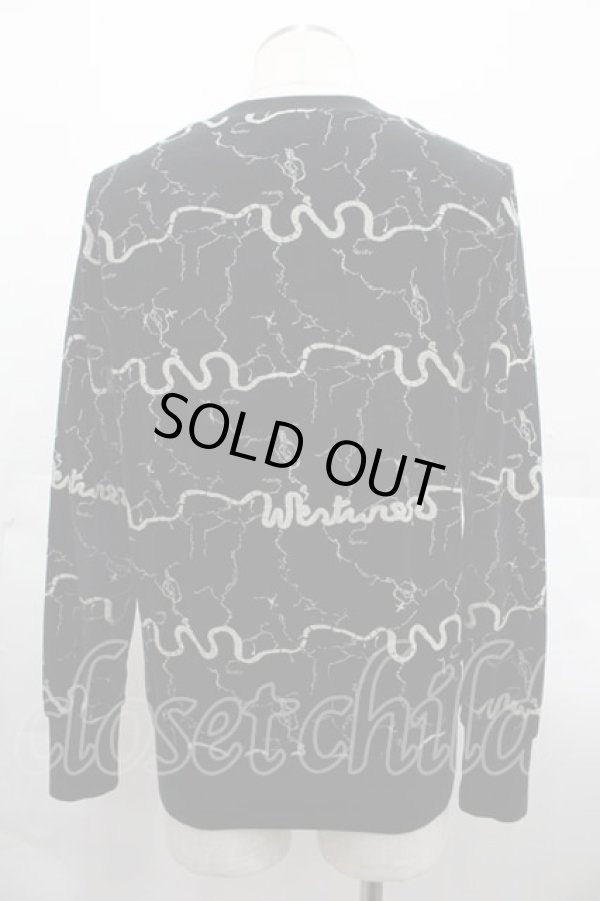 画像2: ヴィヴィアンウエストウッド MAN 中古 / リバーptベロアカーディガン 44 黒X白  I-25-07-30-009-to-HD-ZI (2)