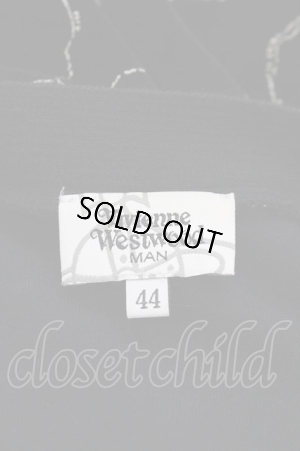 画像4: ヴィヴィアンウエストウッド MAN 中古 / リバーptベロアカーディガン 44 黒X白  I-25-07-30-009-to-HD-ZI (4)