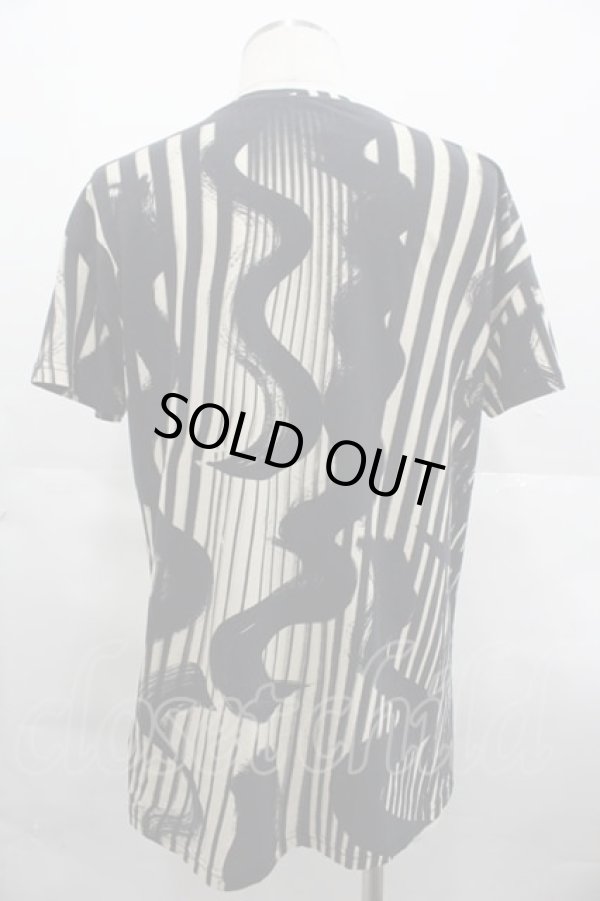 画像2: ヴィヴィアンウエストウッド MAN 中古 / ハンドライトスクイグルTシャツ M 青Xアイボリー  I-25-07-30-012-to-HD-ZI (2)