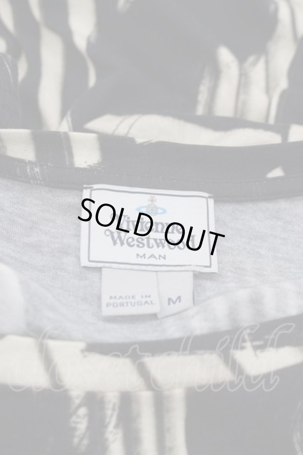 画像4: ヴィヴィアンウエストウッド MAN 中古 / ハンドライトスクイグルTシャツ M 青Xアイボリー  I-25-07-30-012-to-HD-ZI (4)