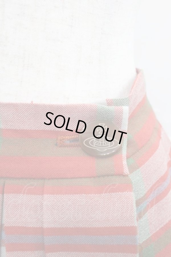 画像3: ヴィヴィアンウエストウッド 中古 / チェックプリーツスカート 1 オレンジチェック  I-25-08-30-023-sk-HD-ZI (3)