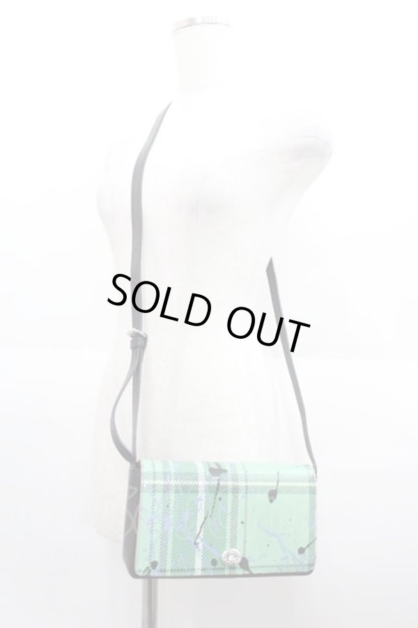 画像2: ヴィヴィアンウエストウッド 中古 / タータンチェックスプラッシュペイントショルダーバッグ  グリーンＸ黒  I-25-08-30-027-ba-HD-ZI (2)