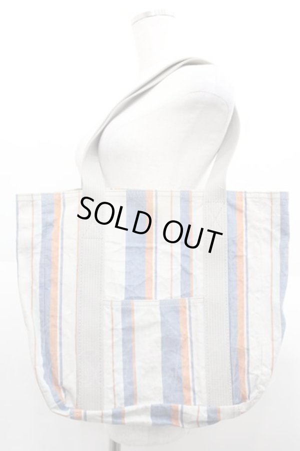 画像2: ヴィヴィアンウエストウッド 中古 / ストライプトートバッグ  グレーＸ青Ｘ白  I-25-08-30-028-ba-HD-ZI (2)