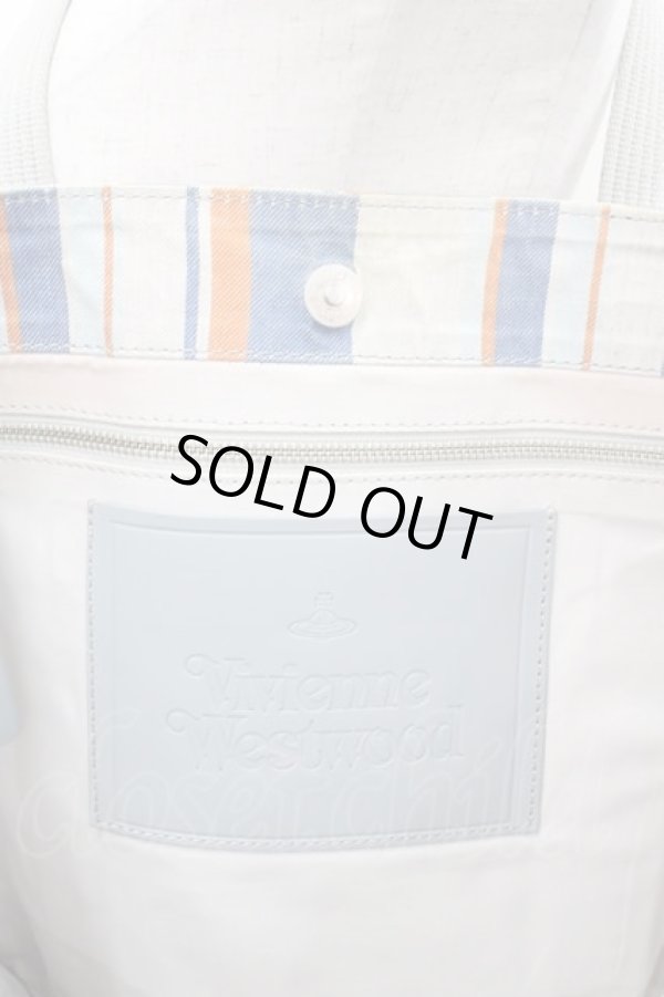 画像4: ヴィヴィアンウエストウッド 中古 / ストライプトートバッグ  グレーＸ青Ｘ白  I-25-08-30-028-ba-HD-ZI (4)