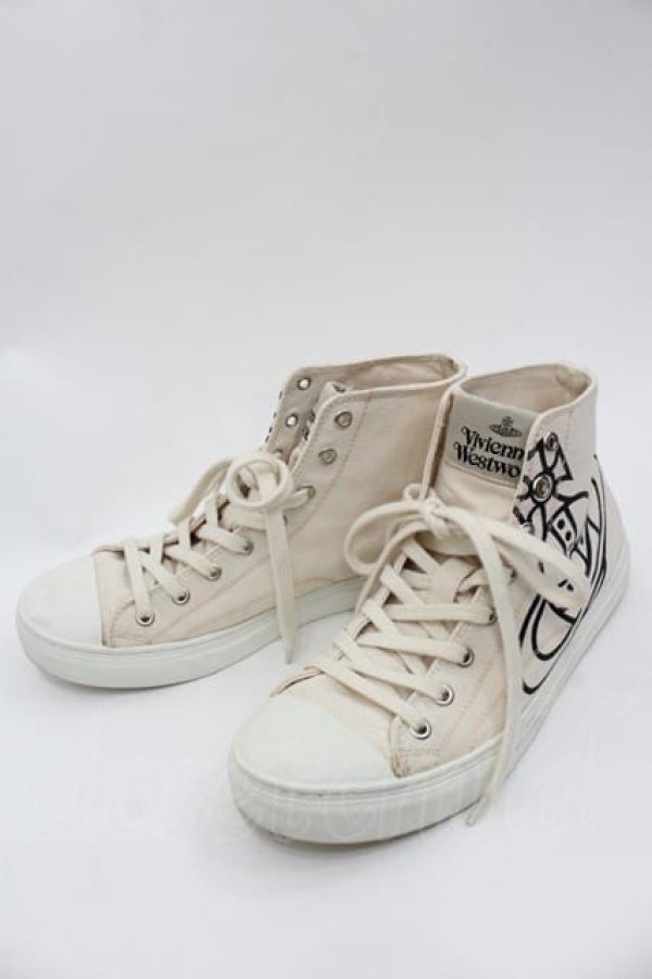 画像3: ヴィヴィアンウエストウッド 中古 / PLIMSOLL HIGH TOP CANVASスニーカー 42 アイボリー  I-25-08-30-050-sh-HD-ZI (3)