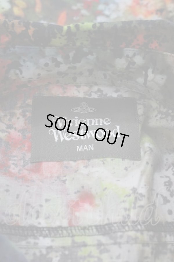 画像4: ヴィヴィアンウエストウッド MAN 中古 / フラワーブーケショートスリーブプリントシャツ  黒Ｘ緑  I-25-08-30-001-bl-HD-ZI (4)