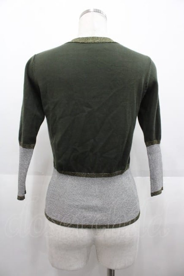 画像2: ヴィヴィアンウエストウッド 中古 / 単色オーブ刺繍ラメラインニットカーディガン 2 グリーンＸシルバー  I-25-08-30-010-to-HD-ZI (2)