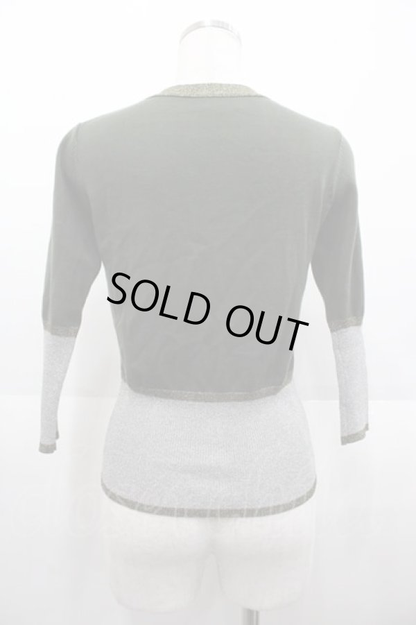 画像2: ヴィヴィアンウエストウッド 中古 / 単色オーブ刺繍ラメラインニットカーディガン 2 グリーンＸシルバー  I-25-08-30-010-to-HD-ZI (2)