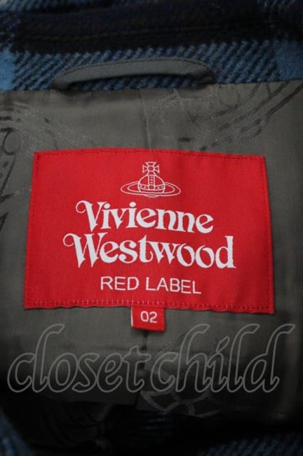 画像4: ヴィヴィアンウエストウッド 中古 / タータンチェックツィードロングコート 02 青Ｘ茶チェック  I-25-08-30-017-co-HD-ZI (4)