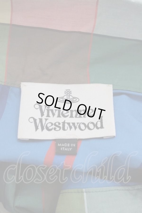 画像3: ヴィヴィアンウエストウッド 中古 / 薄手半袖ストライプジャケット  青チェック  I-25-09-17-020-jc-HD-ZI (3)