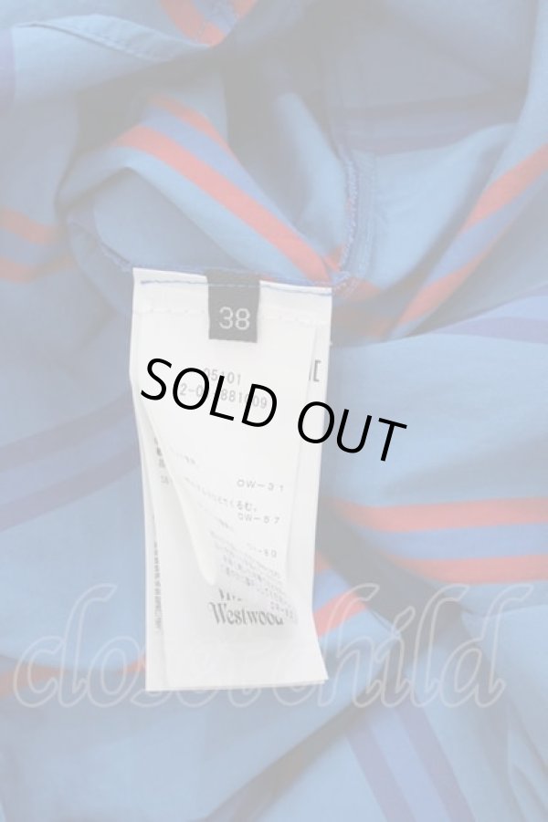 画像4: ヴィヴィアンウエストウッド 中古 / 薄手半袖ストライプジャケット  青チェック  I-25-09-17-020-jc-HD-ZI (4)