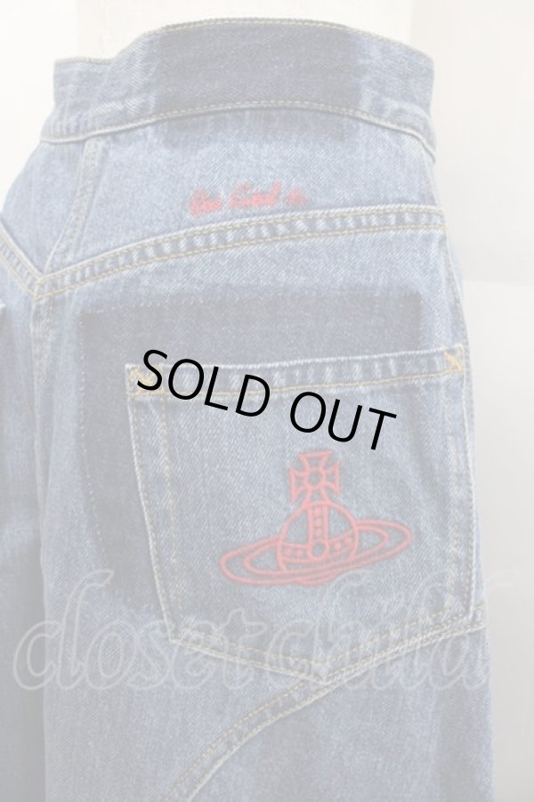 画像3: ヴィヴィアンウエストウッド 中古 / 後ロポケット刺繍デニムスカート 01 青デニム  I-25-09-17-024-sk-HD-ZI (3)